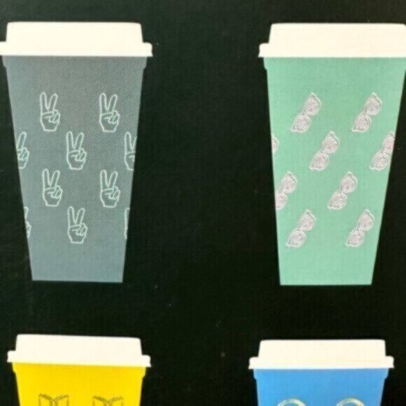 NWT Starbucks | Pack Of 6 Graphic Printed Reusable Hot Cups - Picture 7 of 7